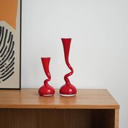 Red vase, Swing Vase, Danish design, manufactured by Normann Copenhagen