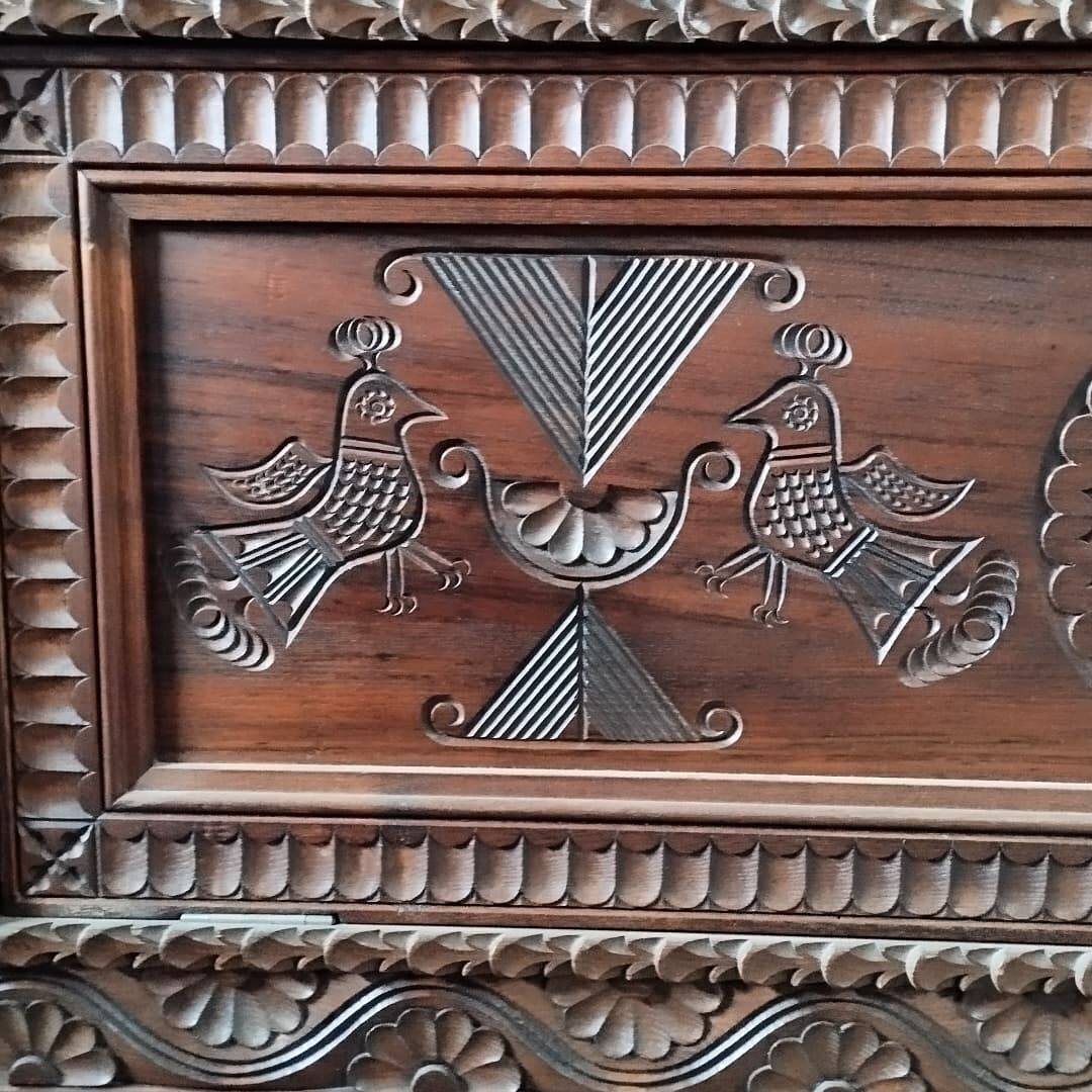 Carved wooden chest