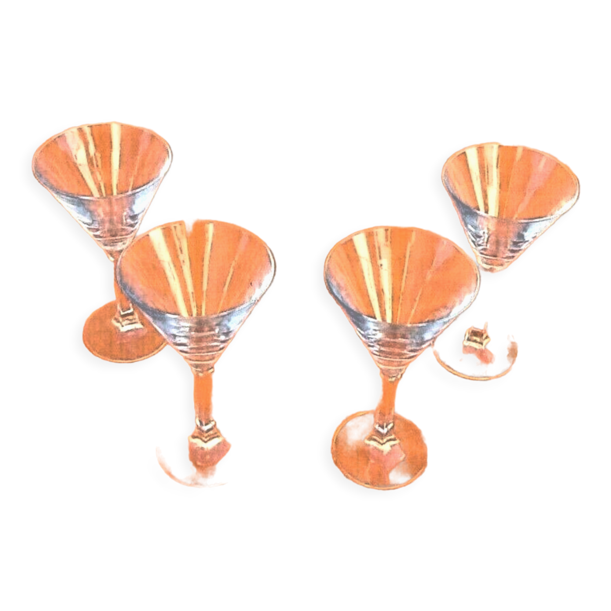 Lot de 4 verres à cocktail années 1970