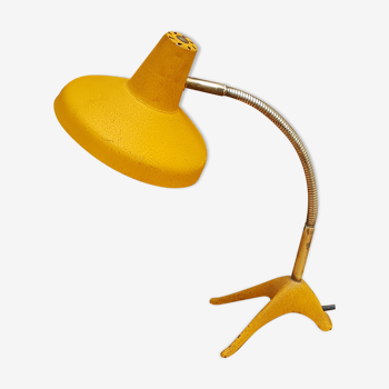 Lampe de bureau jaune pied corbeau 1950