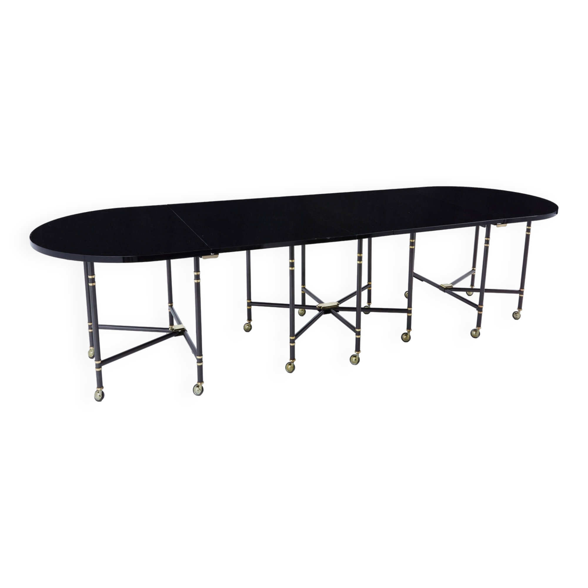 Maison Jansen Royal extendable black lacquer dining table 1960