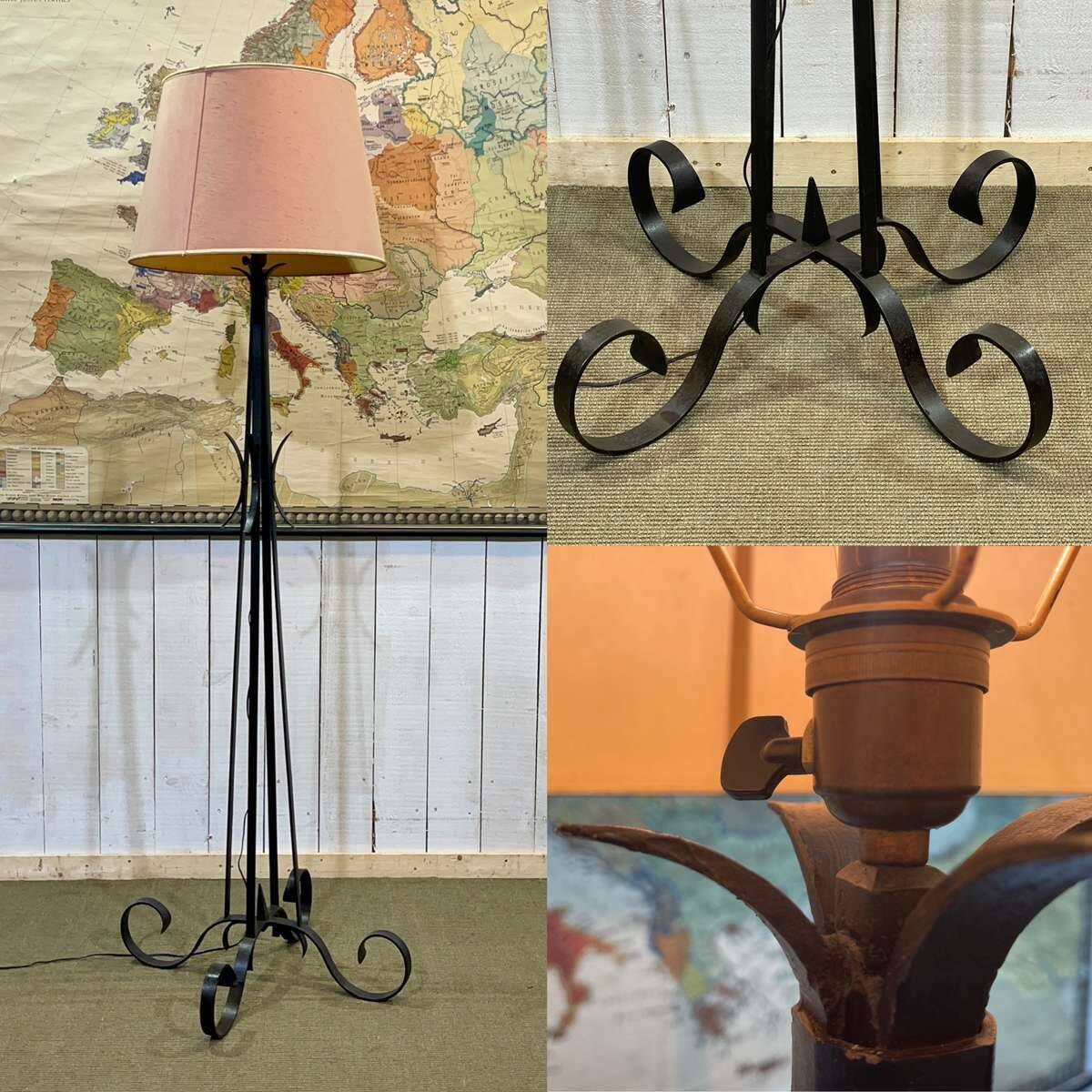 1930s wrought iron floor lamp