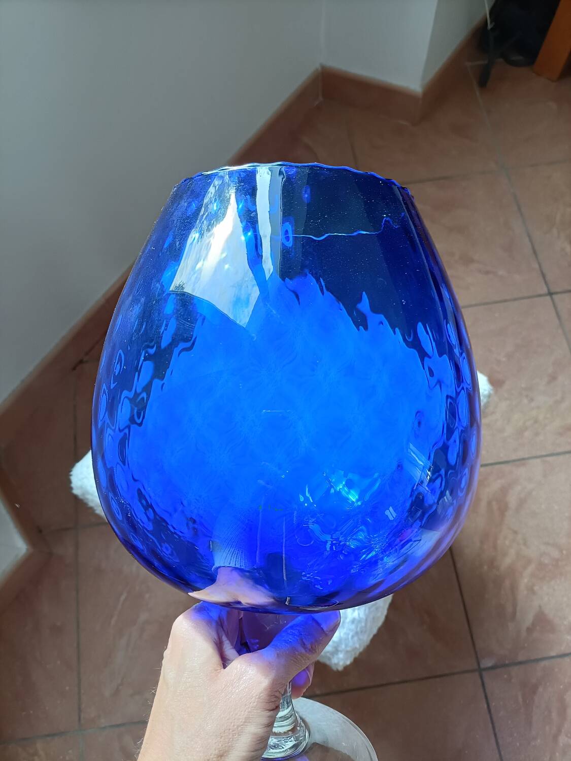 Très grand verre / vase Empoli Bleu