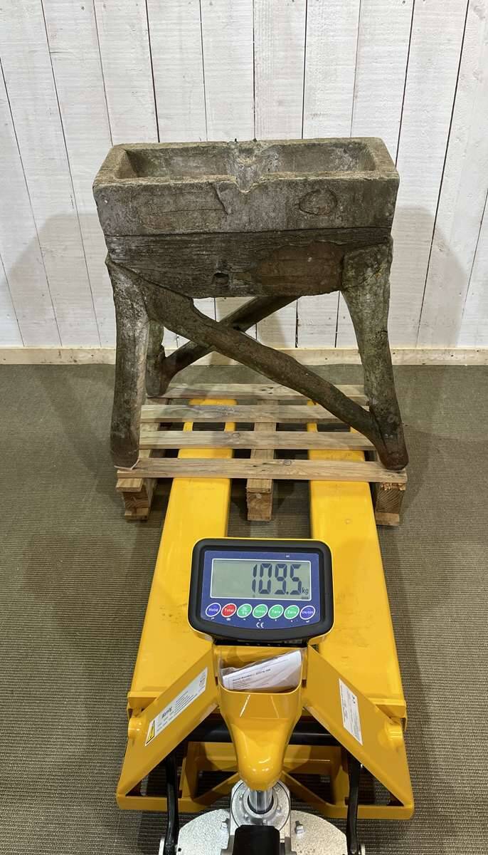 1950s faux wood cement planter, old water mill