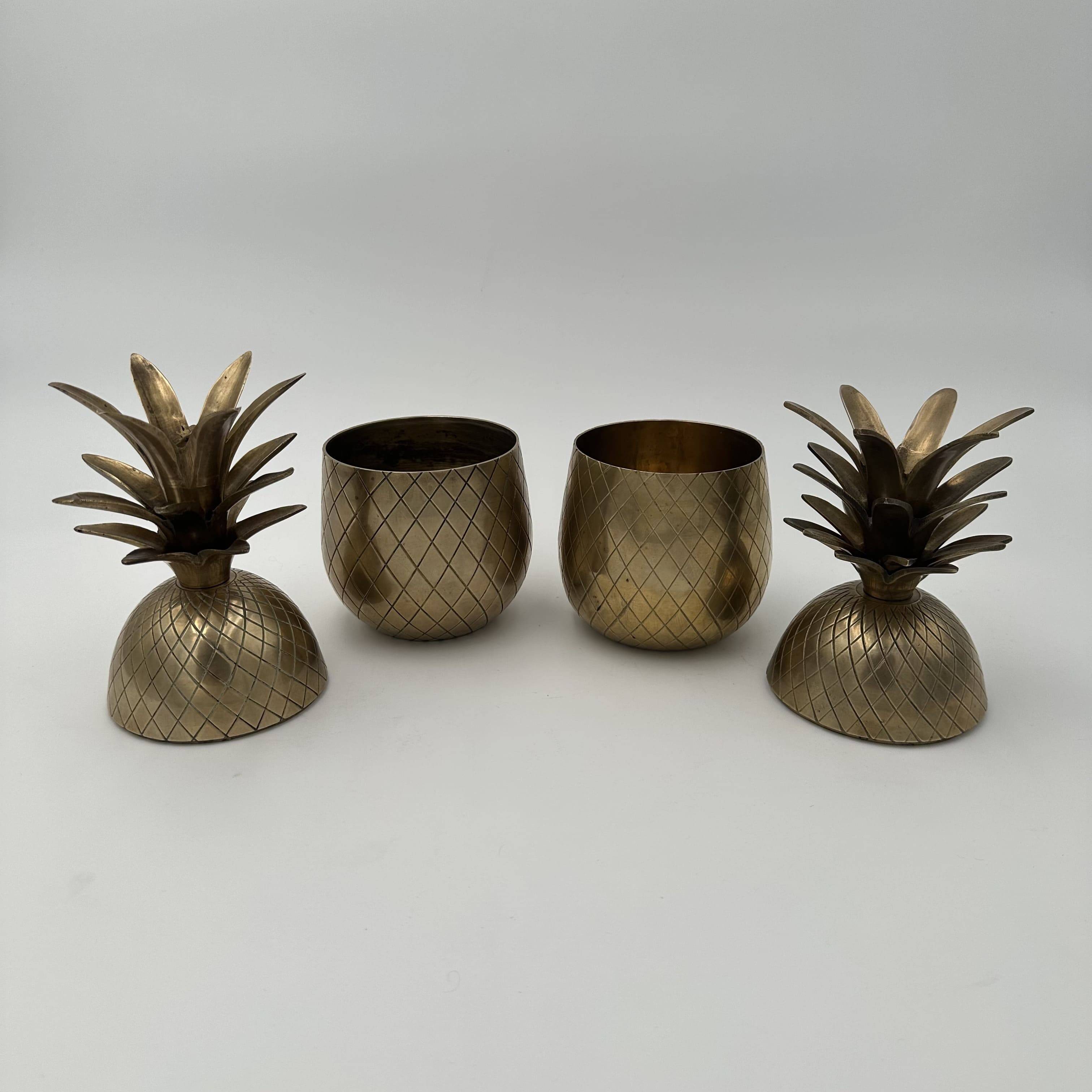 Pair of "Pineapple" Ice Buckets in Brass, in the Style of Mauro Manetti, A