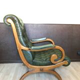 Fauteuil Chesterfield en cuir vert vintage