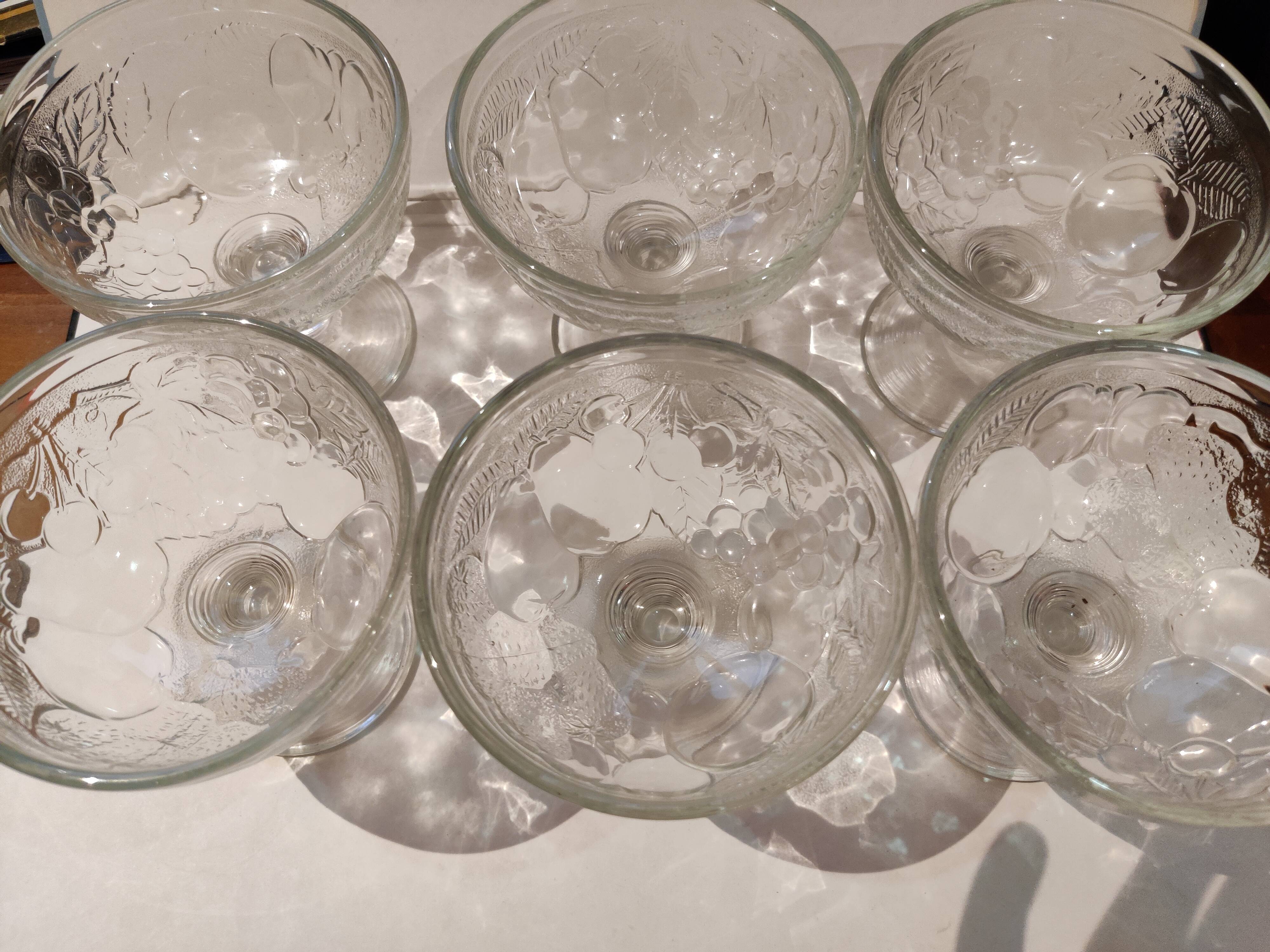 set of 6 thick glass ice cups decor vintage fruits