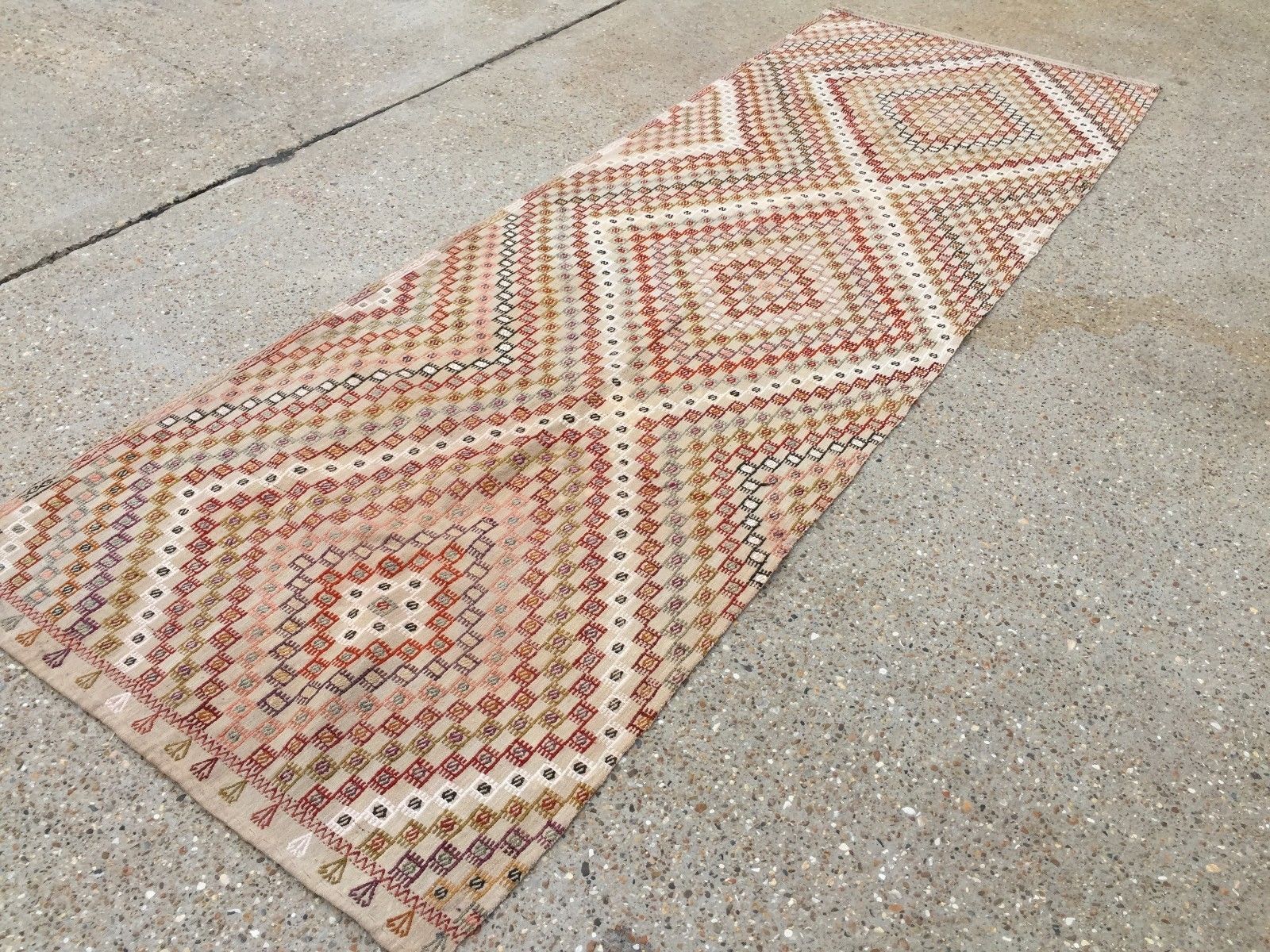 Turkish Kilim Rug 313x108cm shabby chic wool, country home, boho