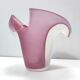 Stunning Double Color White and Pink Etched Murano Glass Vase, Italy, 1980s
