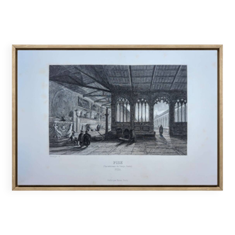 Camposanto, Pisa, old engraving, printed in 1841.
