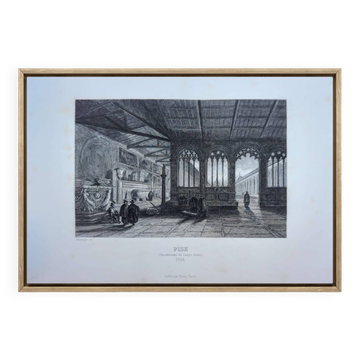 Camposanto, Pisa, old engraving, printed in 1841.