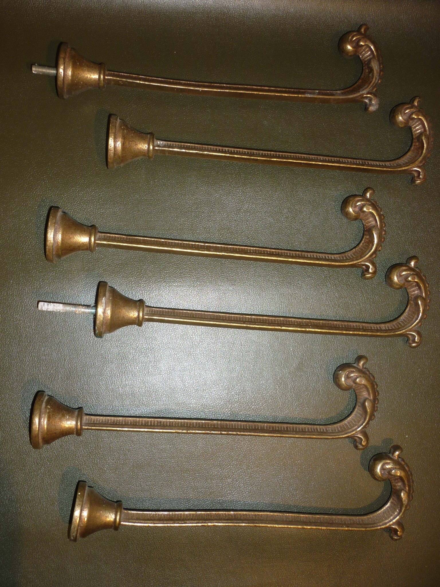 Pairs of 2 old brass tieback hooks