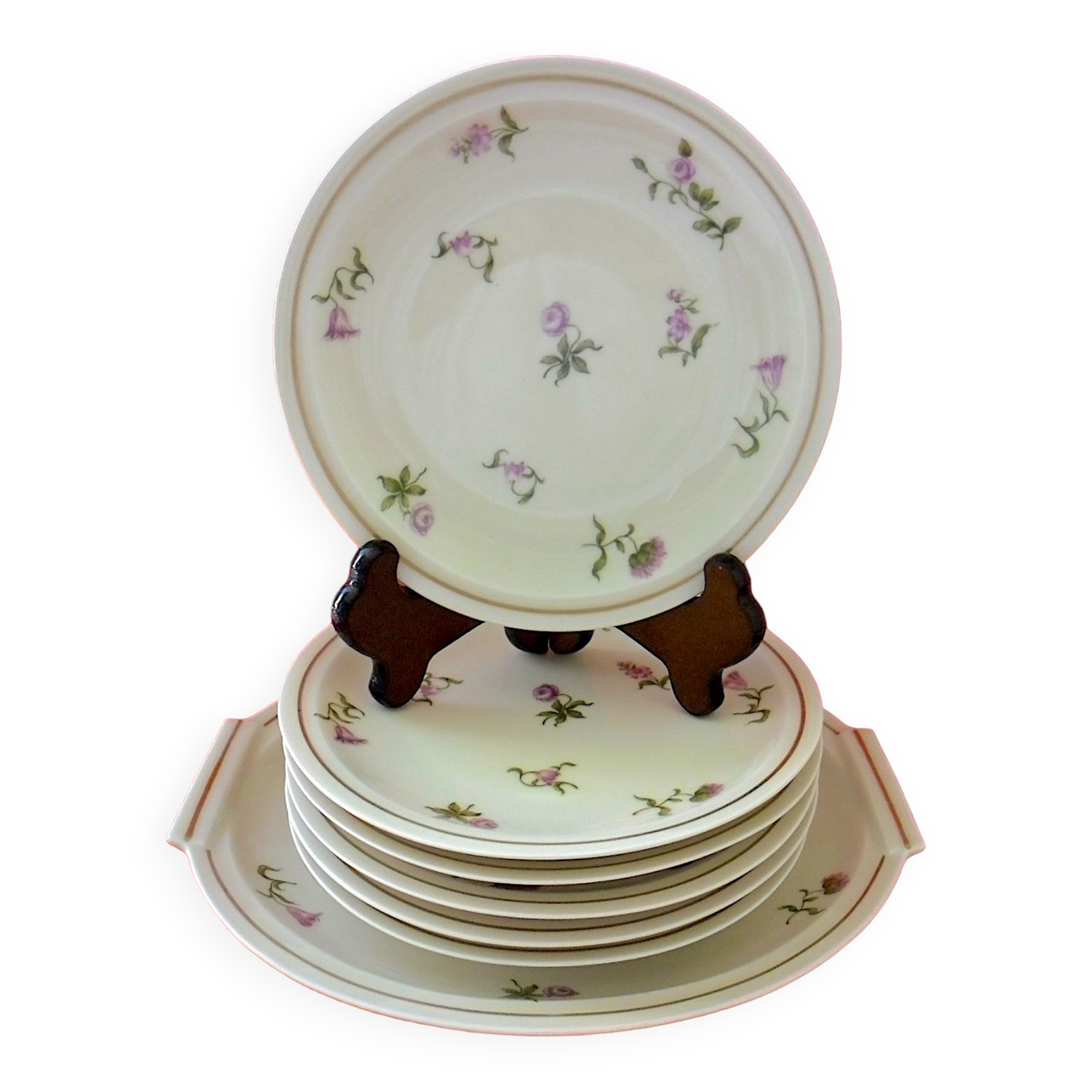 Porcelain dessert service with floral decoration
