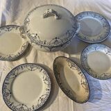 Soup tureen and plates France HB&cie Terre de fer