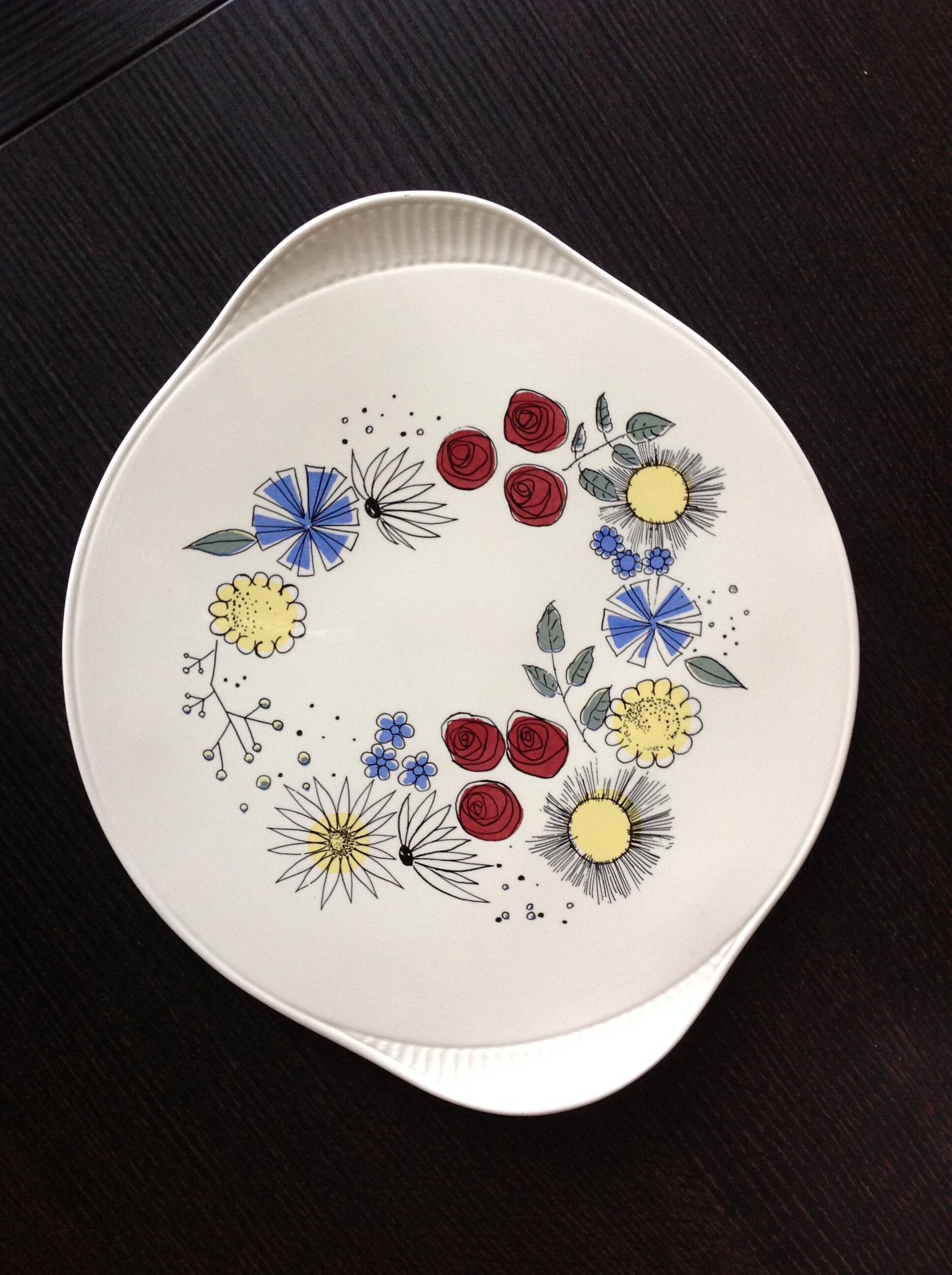 Grunstadt Keramik vintage 60s polychrome pie dish