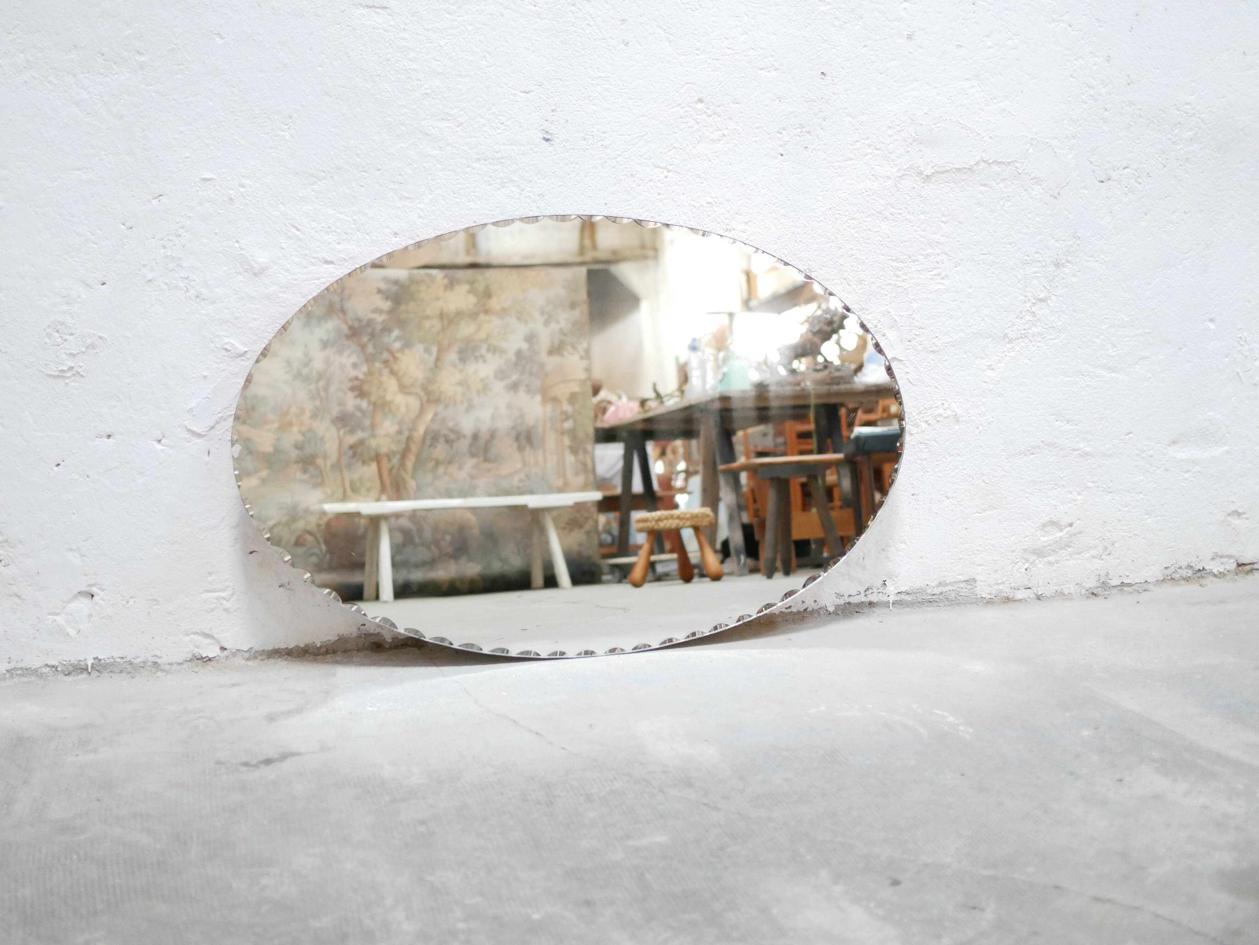 Mirror beveled art deco oval 59cm x 93cm