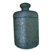 Jar with turquoise blue lid