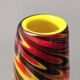 Black, Red and Yellow Encased Hand-Blown Murano Glass Flower Vase, Italy