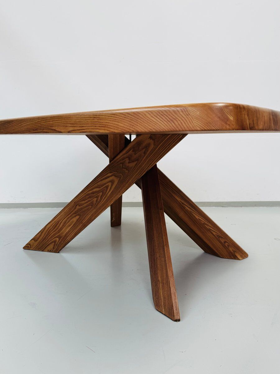 French early edition Aban T35C table in elm attributed to Pierre Chapo, 1970s