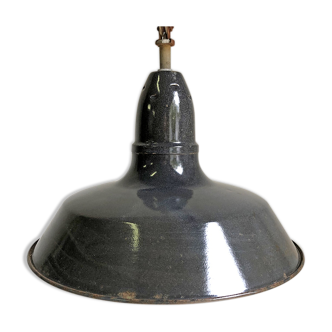 Industrial hanging lamp in grey enamelled sheet metal
