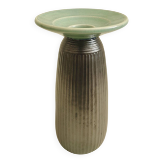 Vintage architectural vase in two-tone ceramic