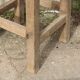 Vintage workshop stool in solid wood – sandblasted