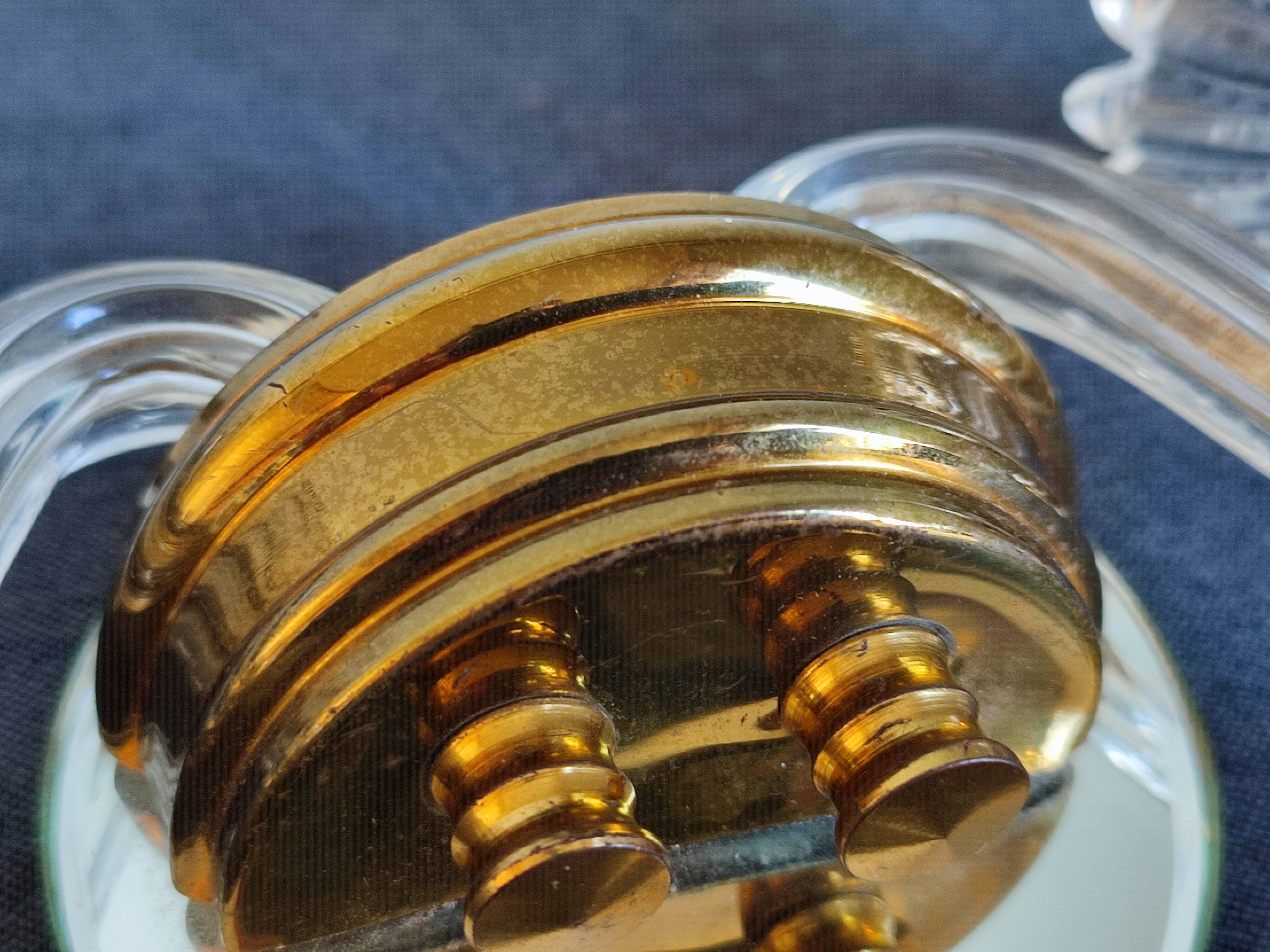 Pair of vintage glass/mirror two-arm wall lights