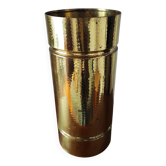 Vintage 1970s Italian umbrella stand in hammered brass, signed.