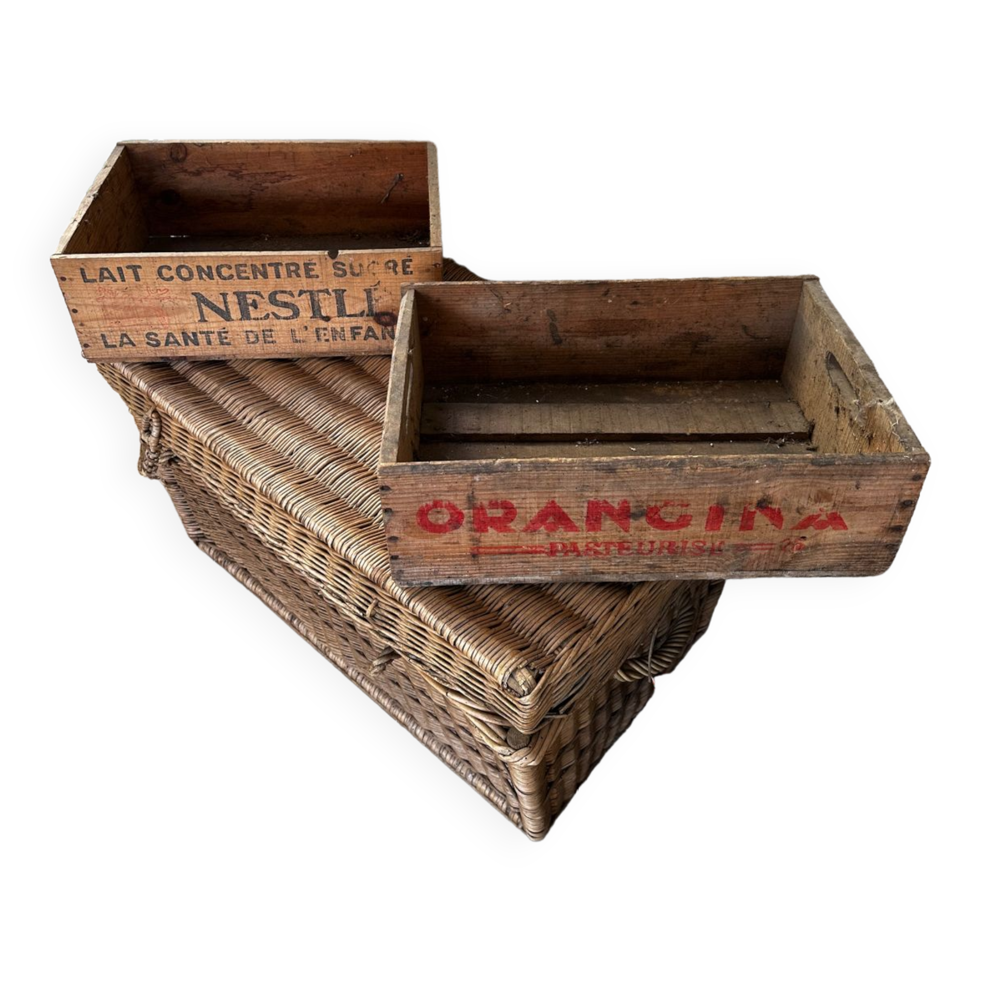 Caisses en bois orangina et nestlé