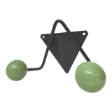 Coat rack V hooks balls green wood