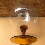 Ancien vase sur pied empoli verre pied orange vintage