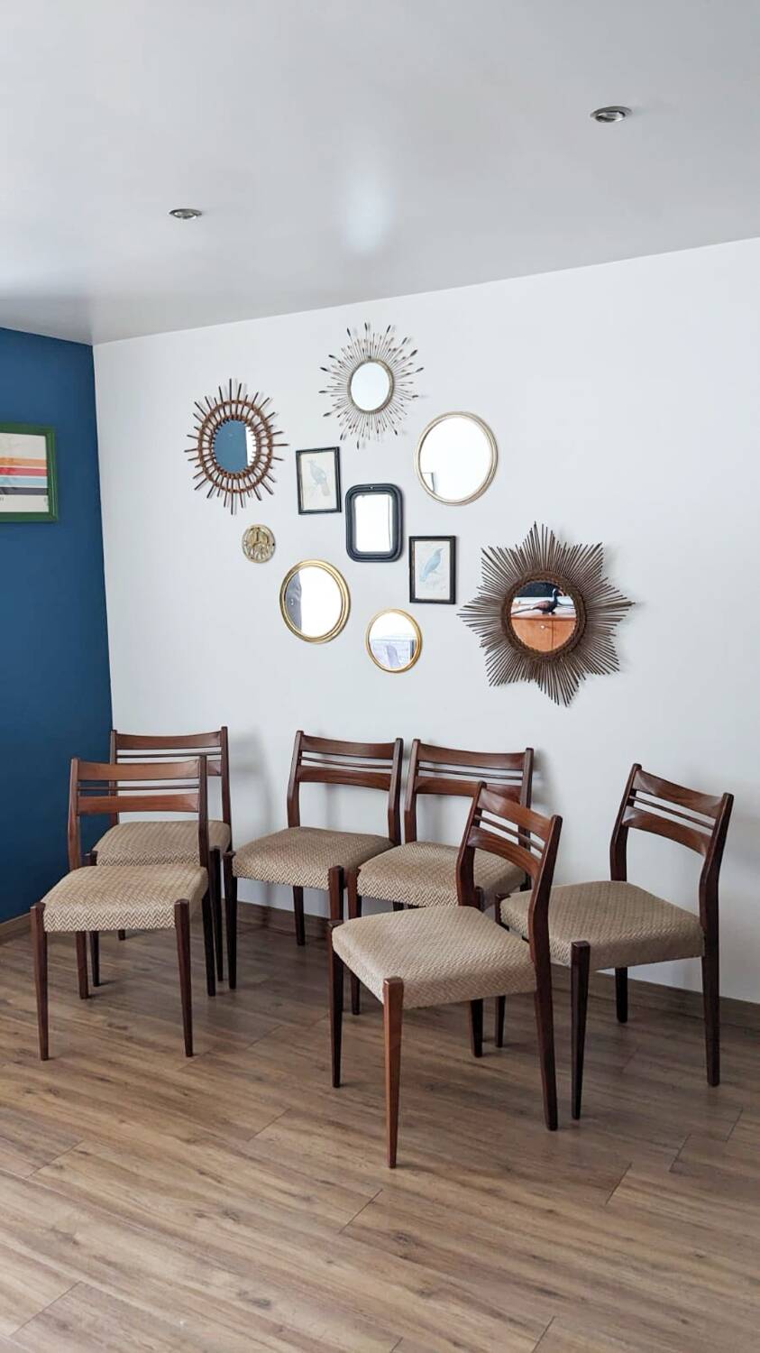 Set of 6 60's Scandinavian design chairs