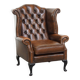 English style brown cowhide Chesterfield armchair