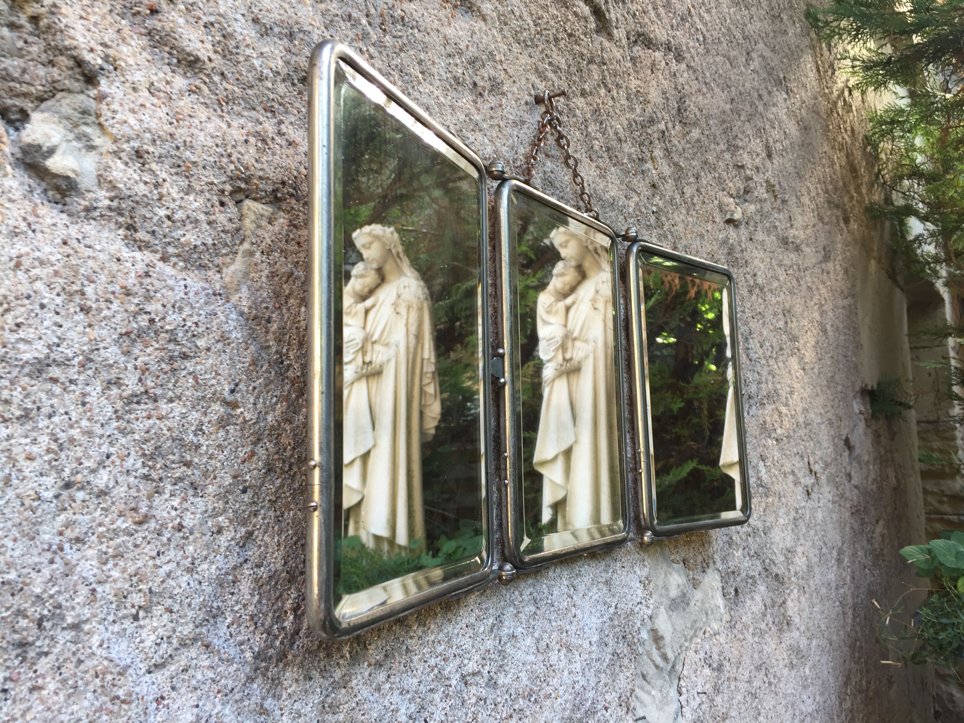 Barber triptych mirror beveled 51 x 22 cm