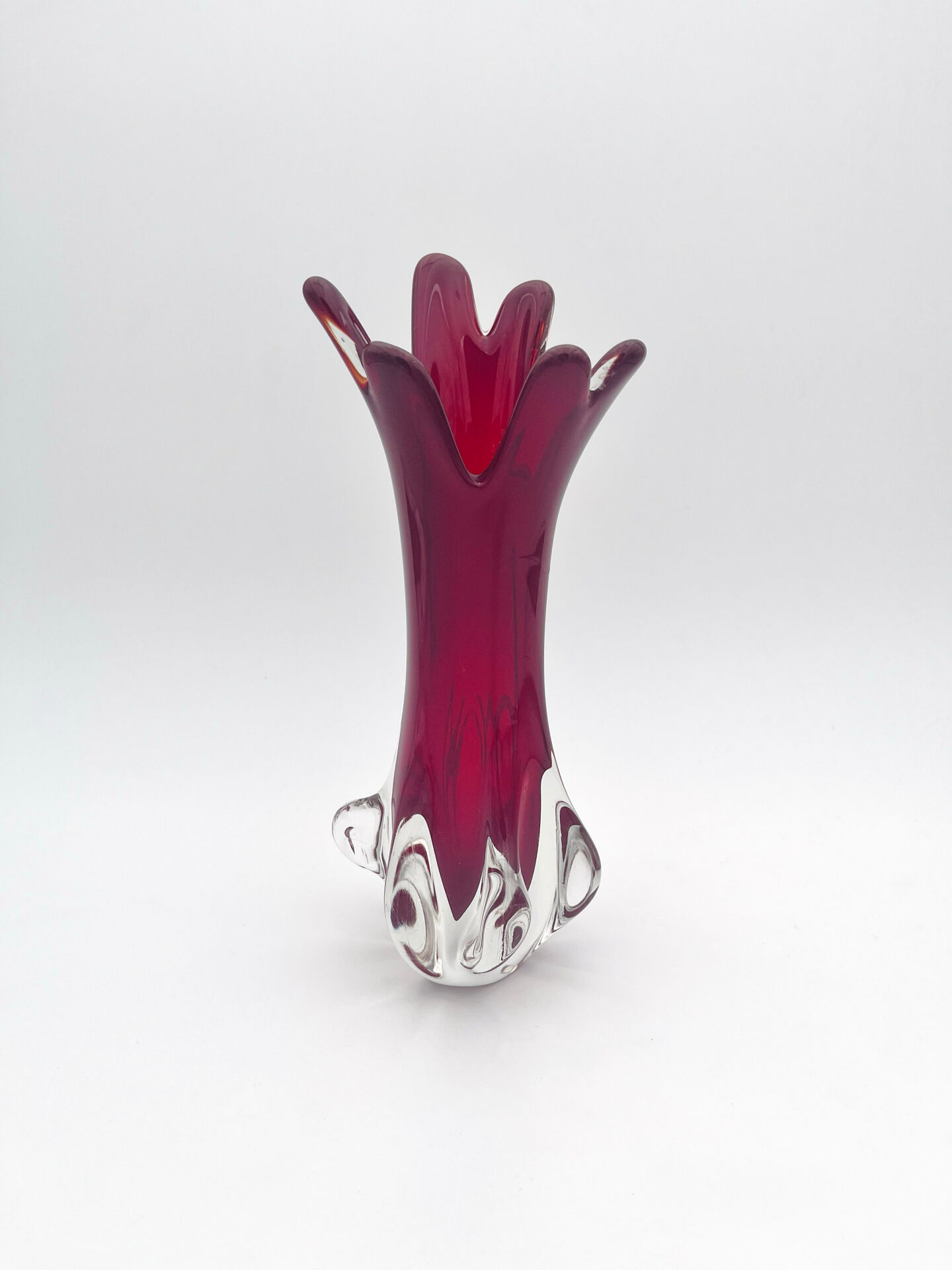 Vase Fratelli Toso Chambord Sommerso Rubis 25cm 954g Murano