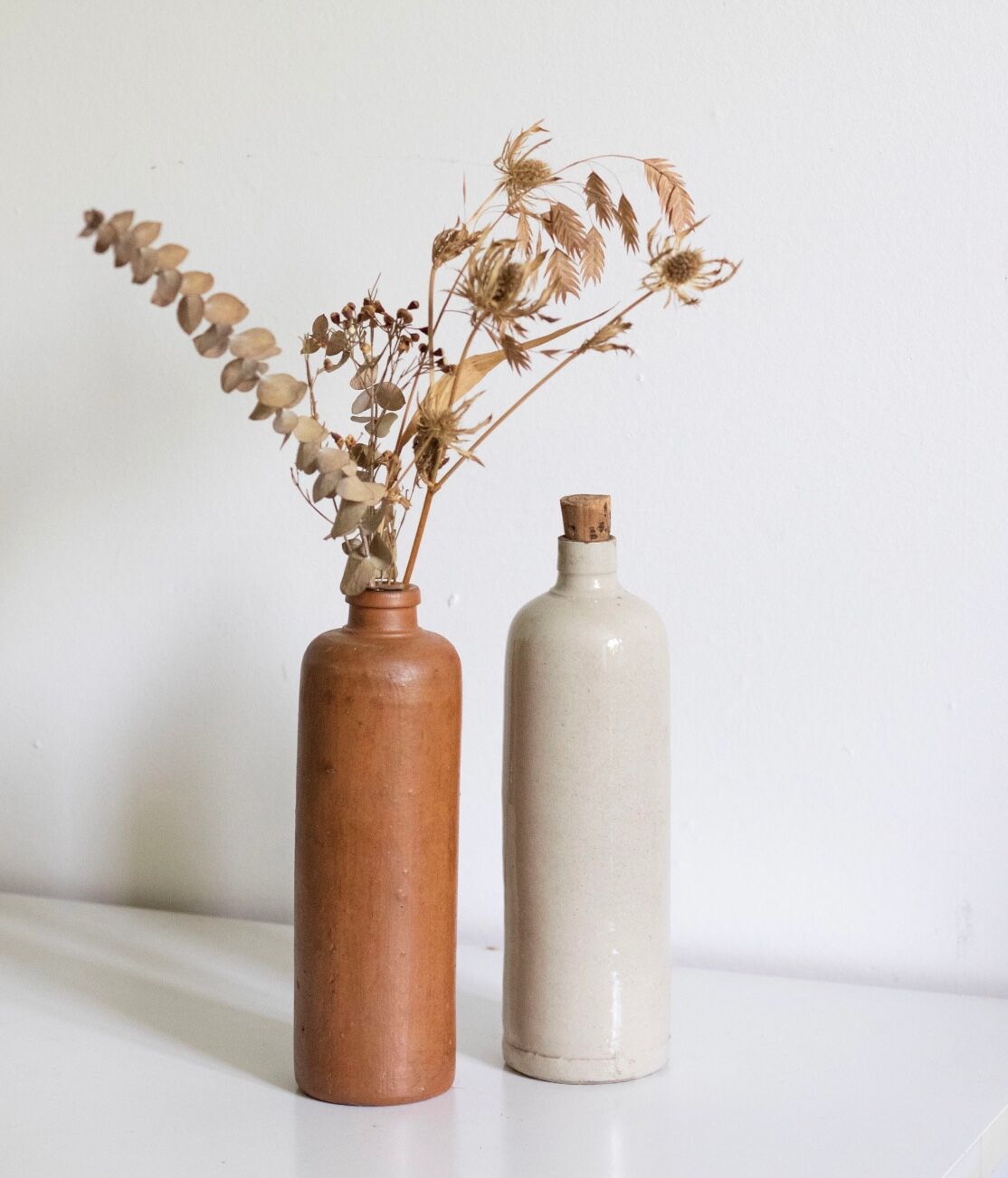 Vintage brown stoneware bottle