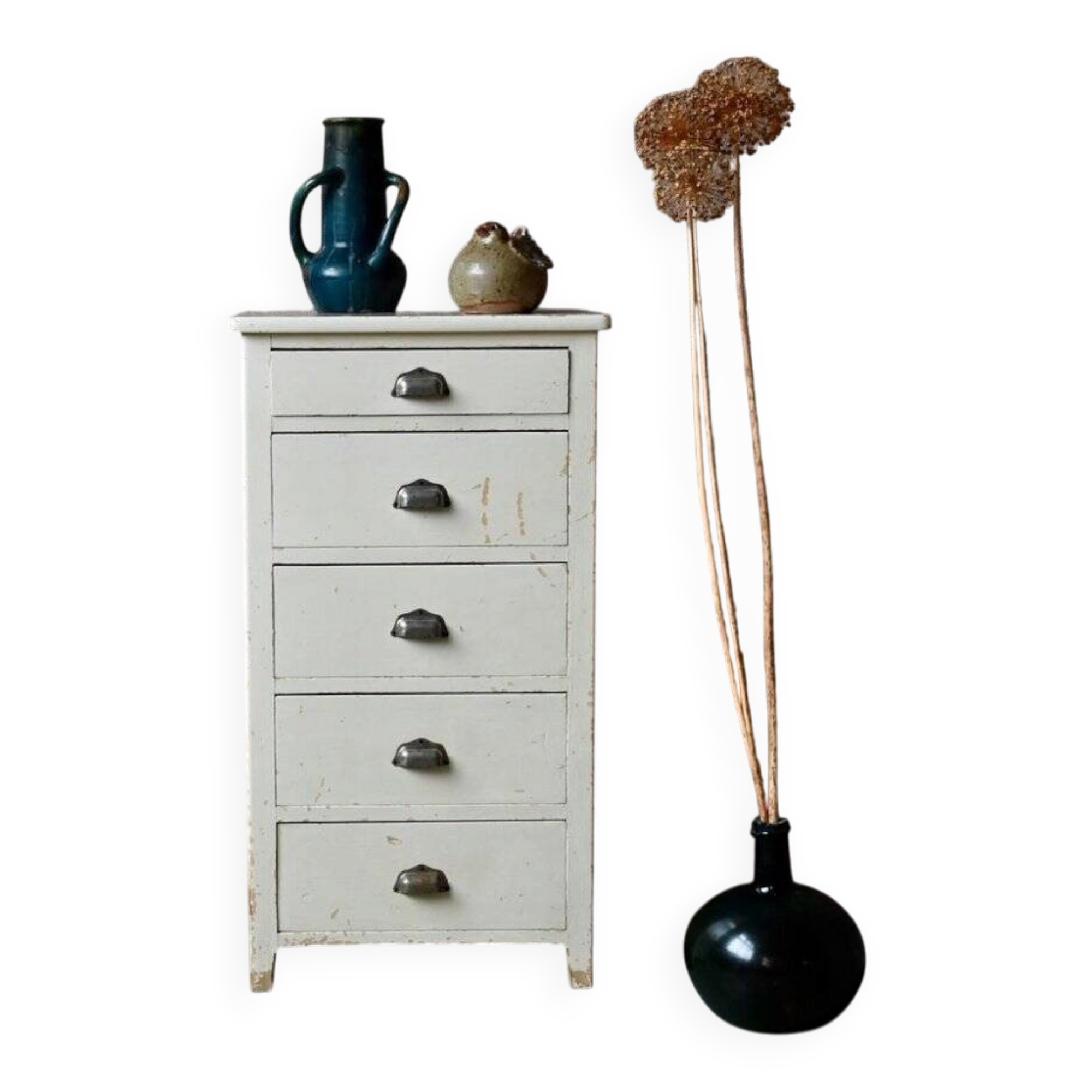 Small wooden chest of drawers vintage retro patinated bohemian 1950s