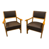 Pair of restored retro armchairs in the style of Krásná Jizba, 1960s