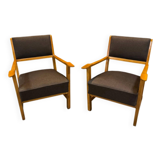 Pair of restored retro armchairs in the style of Krásná Jizba, 1960s