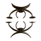Pair of modernist candlesticks in beaten iron 1970