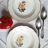 Old mismatched earthenware soup plates