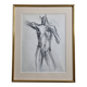 Étude de nu masculin au fusain, attribuée à Maurice de Bus, encadrement doré, 26 x 32 cm