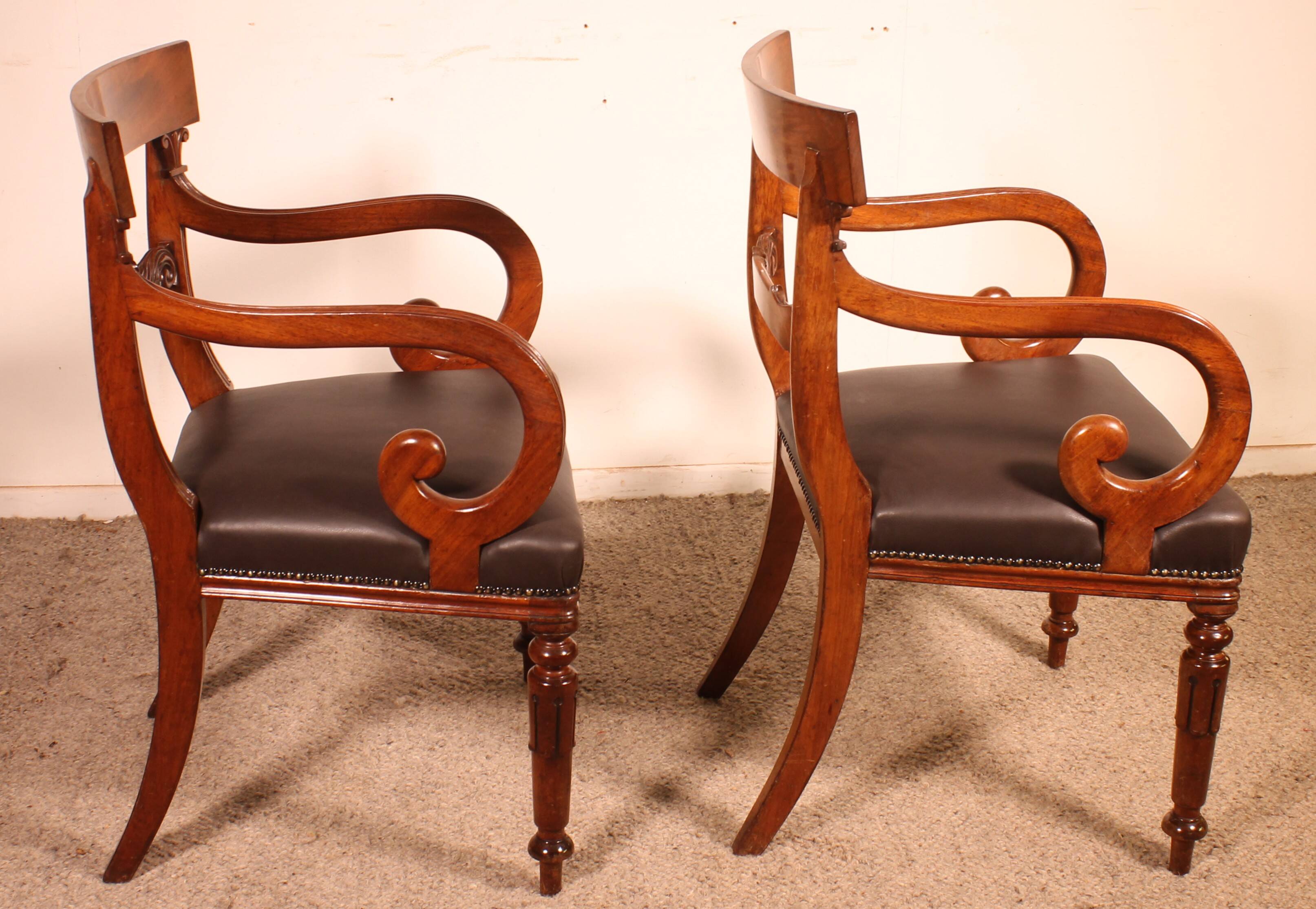pair of mahogany armchairs from the William IV period circa 1830