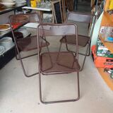 vintage perforated metal folding chair –