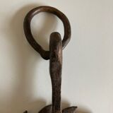 Brutalist sun mirror in beaten iron 1970 34cm