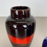 Set of Five Vintage Pottery Fat Lava Vases Made by Scheurich, Germany, 1970s