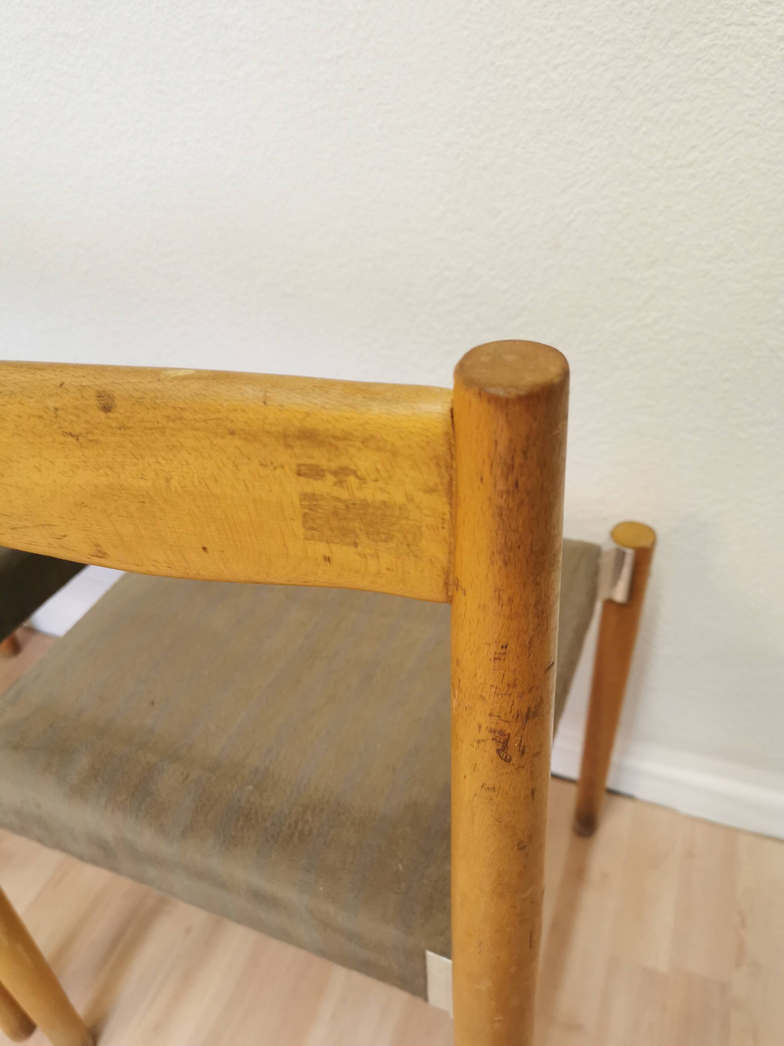 Vintage Miroslav Navratil Dining Chairs: 1970s Czechoslovakia, Gray Fabric