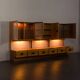 Scandinavian mid century oak wall unit with backlit, Denmark 1970s