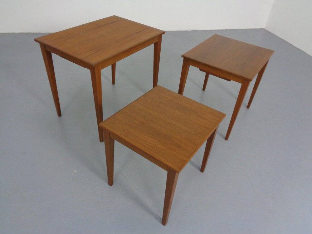Danish Teak Nesting Tables by Kvalitet Form Funktion, 1960s, Set of 3