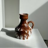 Small white and brown vase or pitcher West Germany H:15cm D:10.5cm